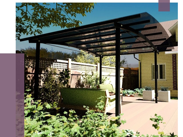 Навесы для террасы в Хабаровске от 13117 руб. под ключ | ПРОЛЁТ-Хбр