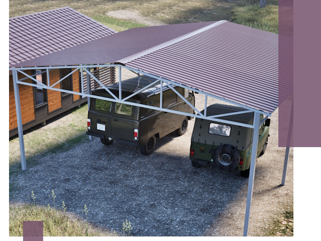 Двускатные навесы под ключ в Хабаровске — изготовление и монтаж