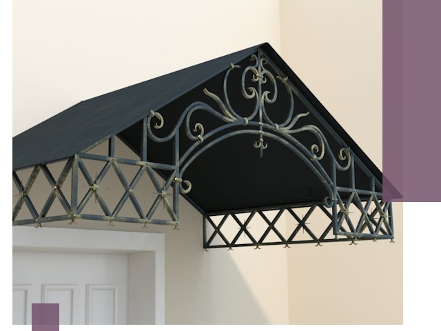 Двускатные металлические козырьки под ключ в Хабаровске